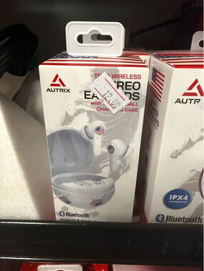 Autrix True Wireless Bluetooth Stereo Earbuds w/ Mic Soccer Ball Case White